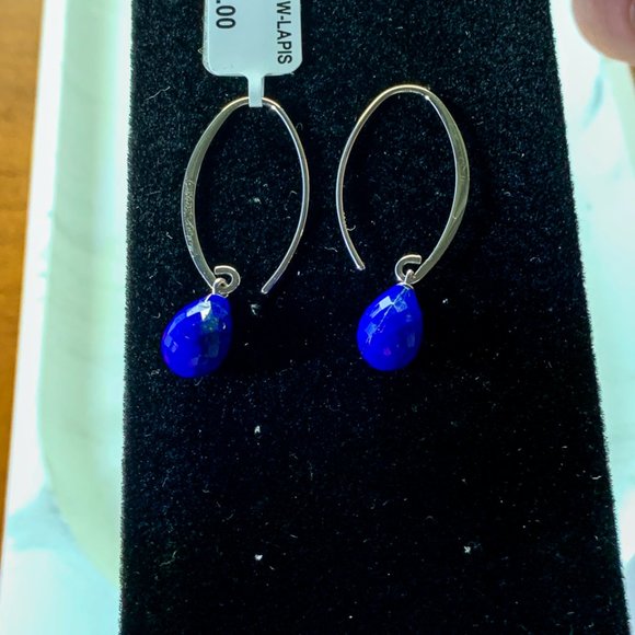 Sterling silver sweep earrings with lapis - Picture 6 of 6